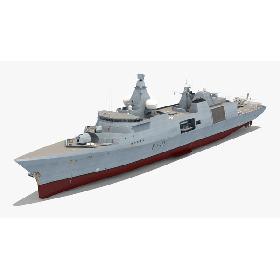 Type 31 Frigate with Merlin Helicopter 3D model